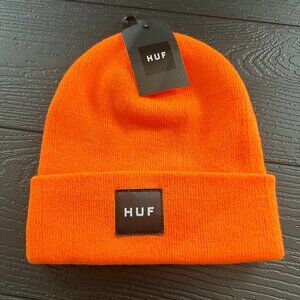HUF Box Logo Beanie | Neon Orange & Black | Cuff | NWT